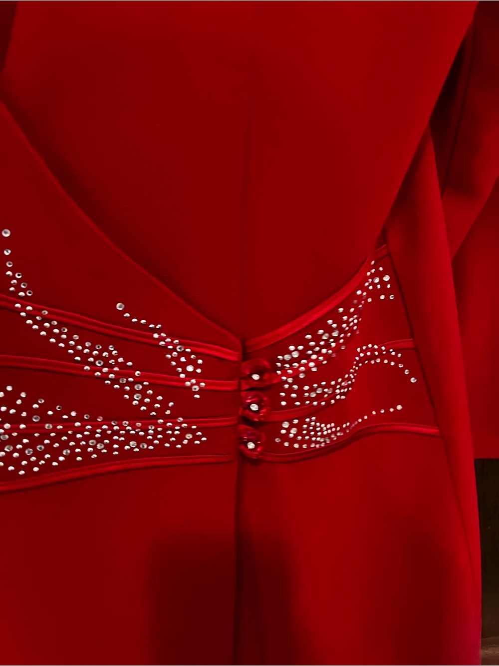 Dolce Red Embellished V-Neck Blazer - Picture 4 of 5
